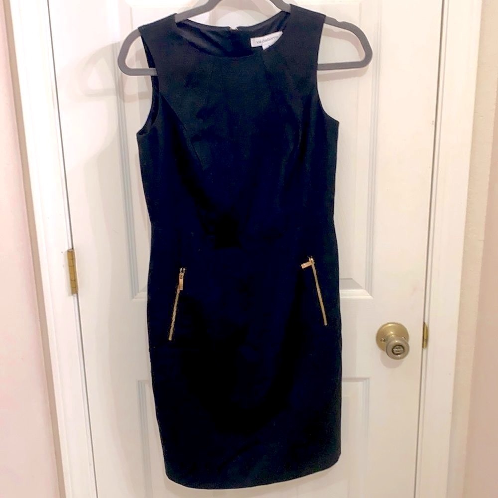 Liz Claiborne Little Black Sleeveless Dress with Gold Zippers